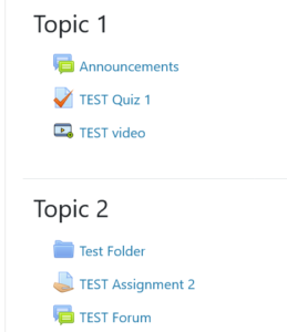 an image of the topic display format for Moodle