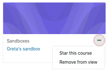 "Star this course" and "Remove from view" options listed for course in the Course Overview block