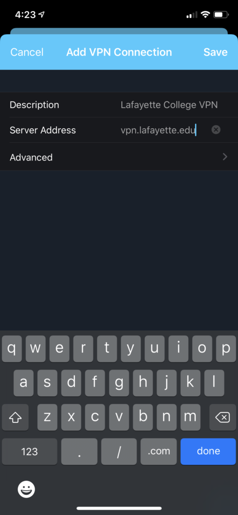 AnyConnect Configuration settings.