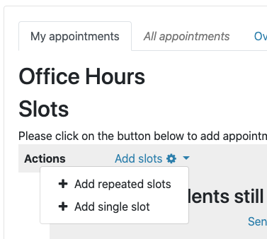 Click "Add slots" to add slots to the scheduler