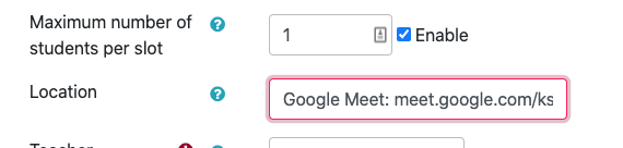 Add web conferencing link to the "Locations" field