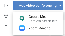 Click "Add video conferencing" and select Zoom Meeting