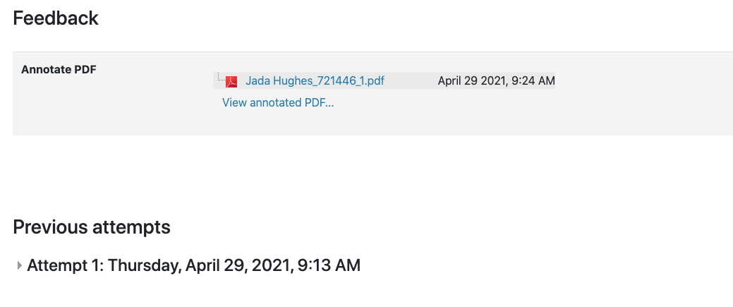 Feedback and Previous attempts in student assignment