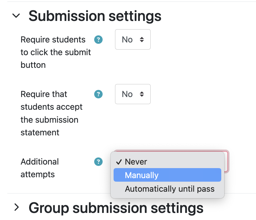 moodle assignment submission settings