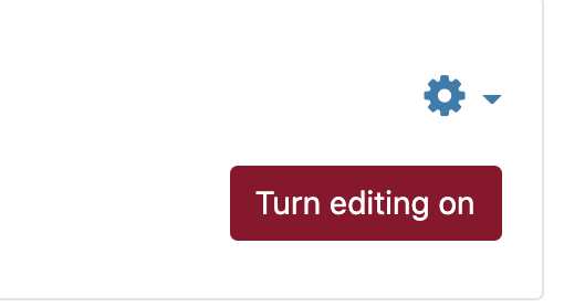 Red "Turn editing on" button beneath the 'gear' icon