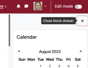 closing the block drawer in moodle