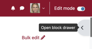 opening the block drawer in Moodle