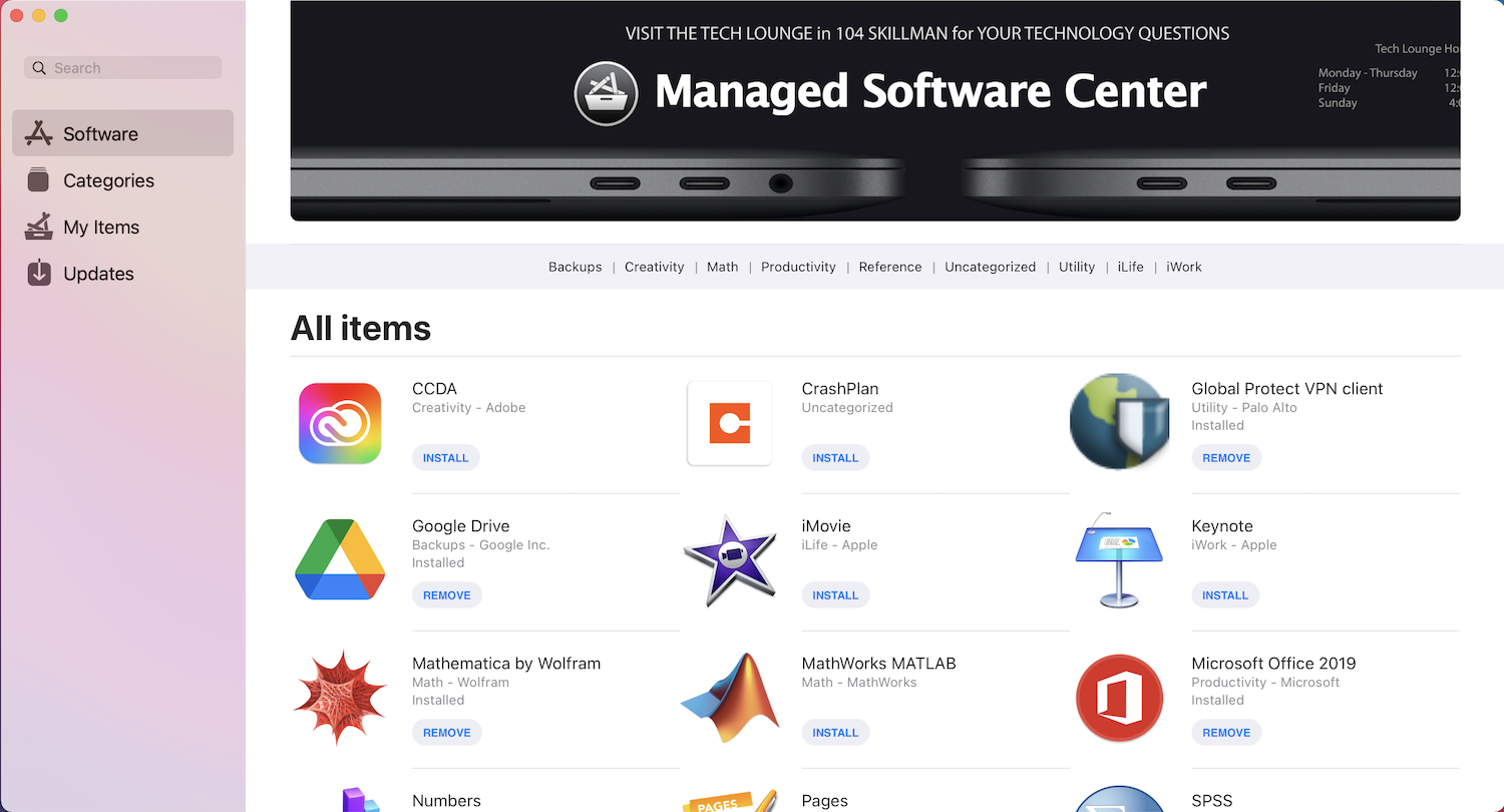 Managed Software Center Window