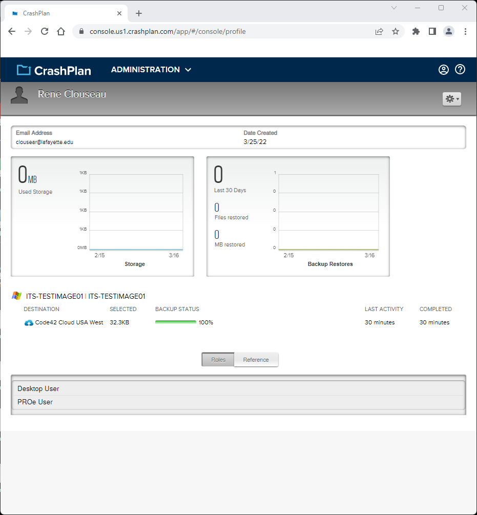 CrashPlan Webpage Dashboard CrashPlan Webpage Dashboard