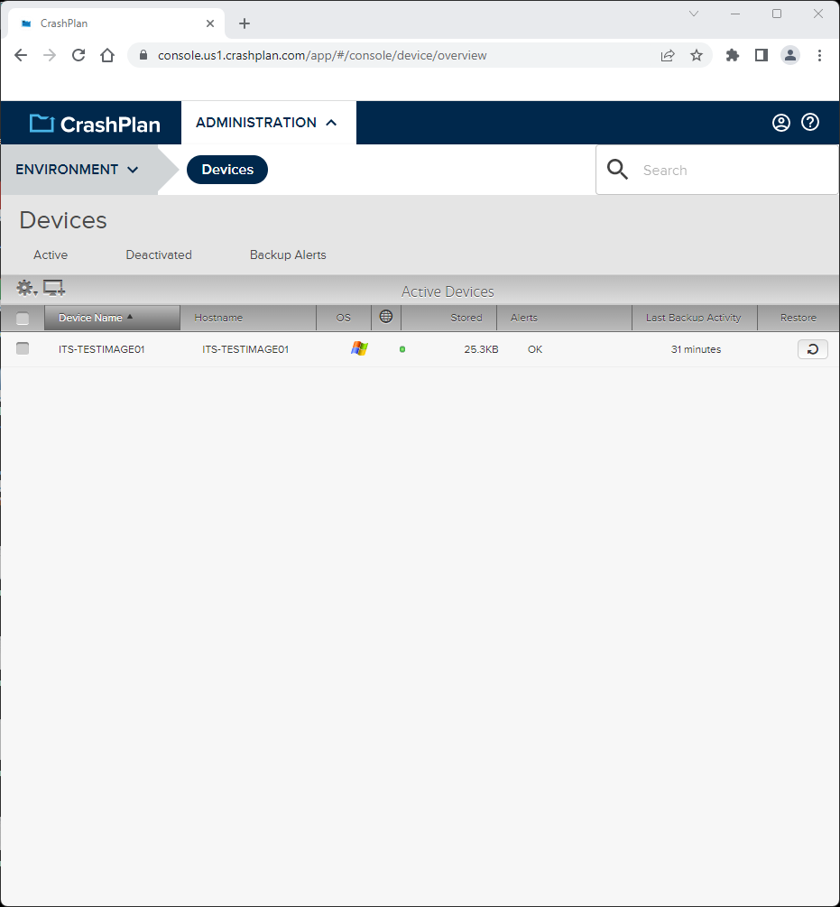 CrashPlan Webpage - Devices CrashPlan - Webpage Devices