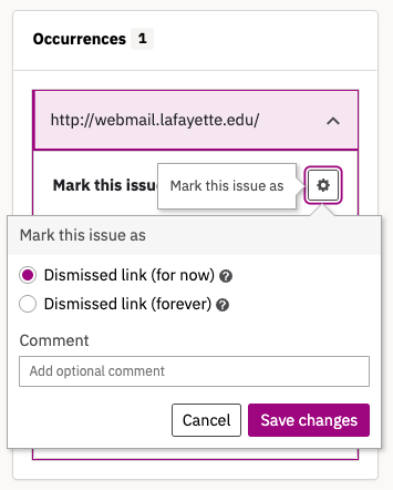 Siteimprove - Broken links remediation menu
